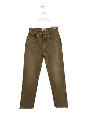 Ética High Rise Crop Raw Hem Brown Jeans Womens Size 26x25